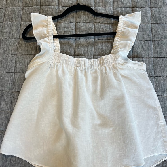 Mink pink Cotton Ruffle Sleeve Tank Top. White. Sz. Small. - Picture 2 of 6